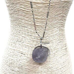 Amethyst Pendant Necklace Sterling Silver Handmade Natural Purple Gemstone